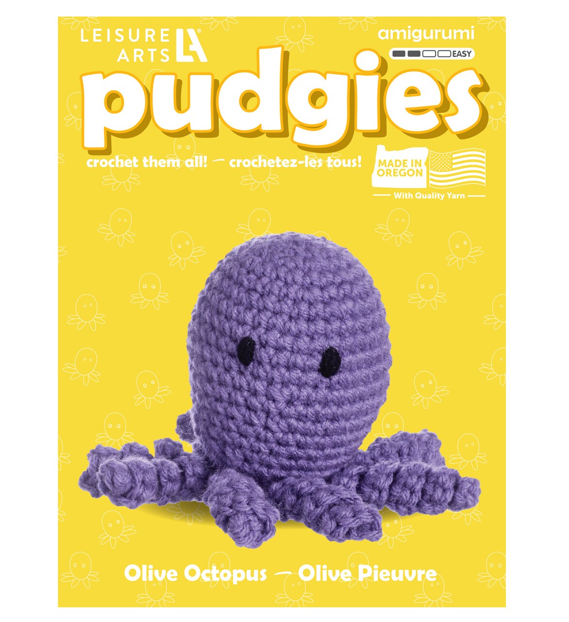 Leisure Arts - Crochet Kit, Pudgies Olive The Octopus, 3", Crochet Kit For Beginners, Complete Kit, Animal Kits, Animal Diy Amigurumi Kits